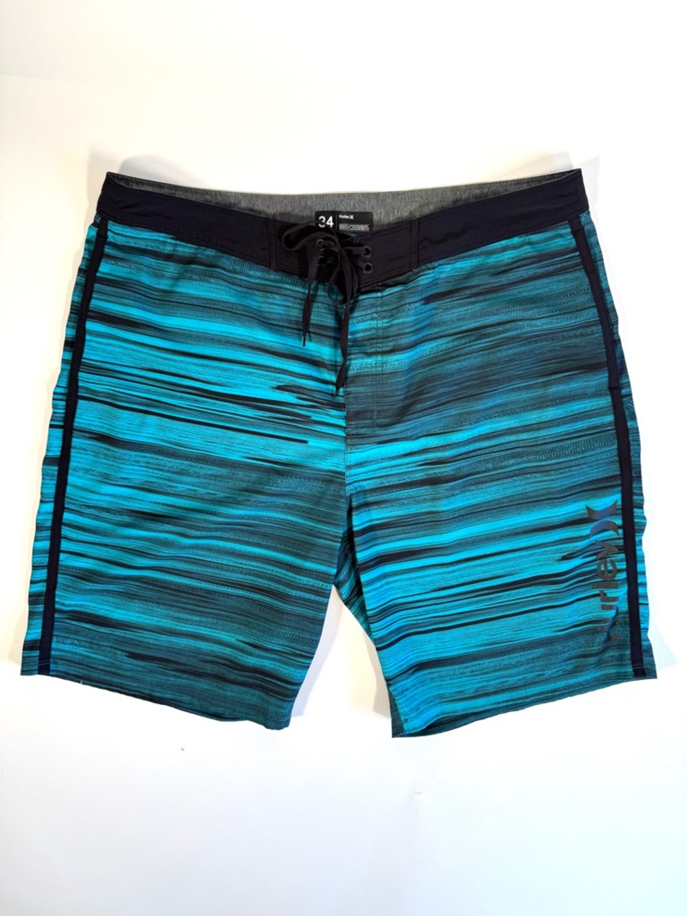 Hurley Phantom Beachside Slider Board Shorts Chlorine Blue Mens Size 34 Striped